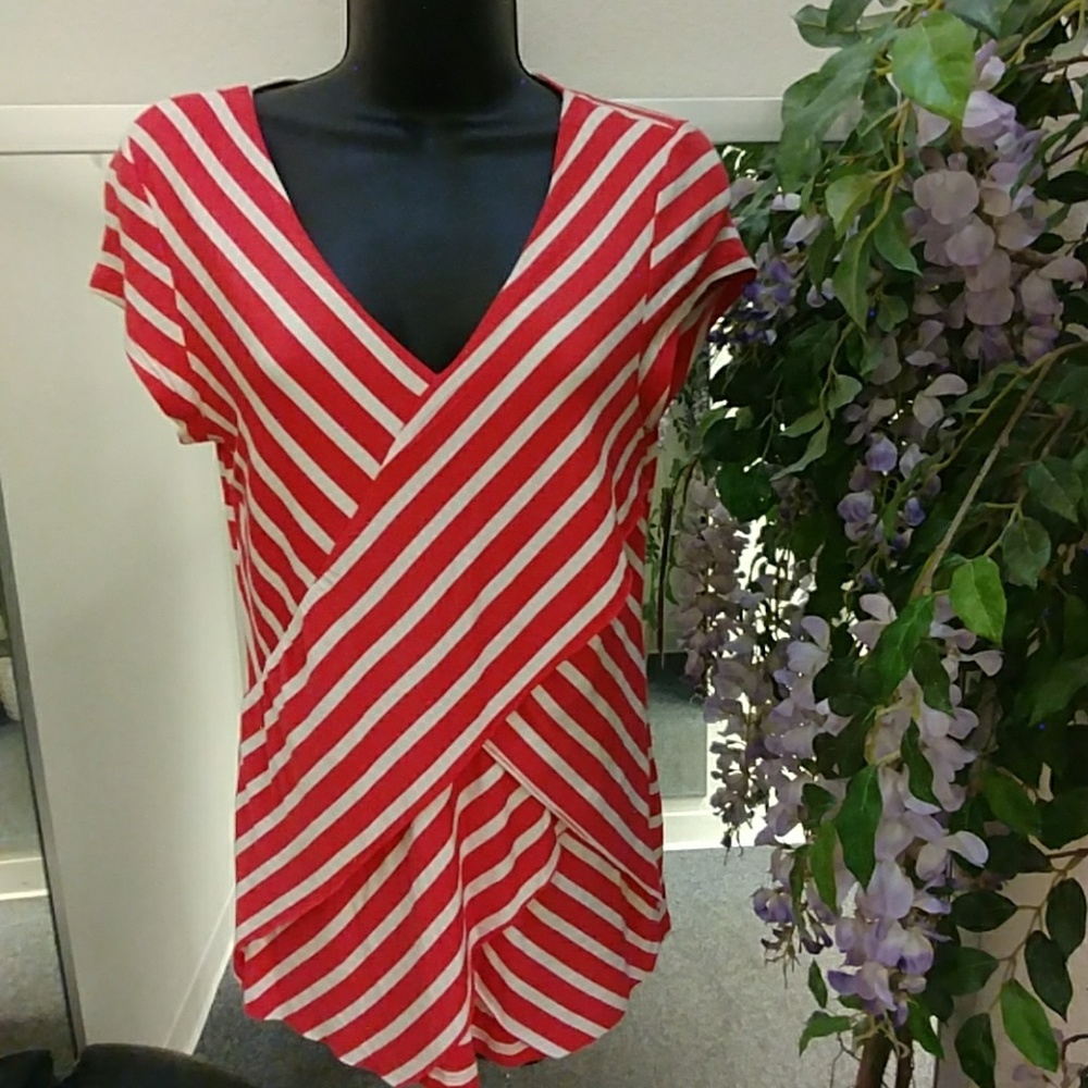 NY Collection Striped Layered Look Top